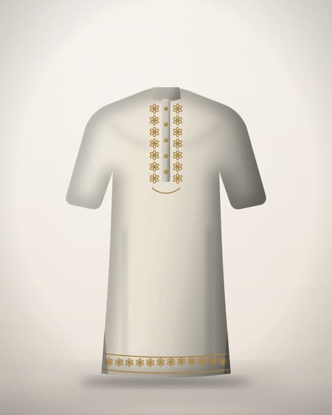 Embroidered Cotton Kurta in Ivory